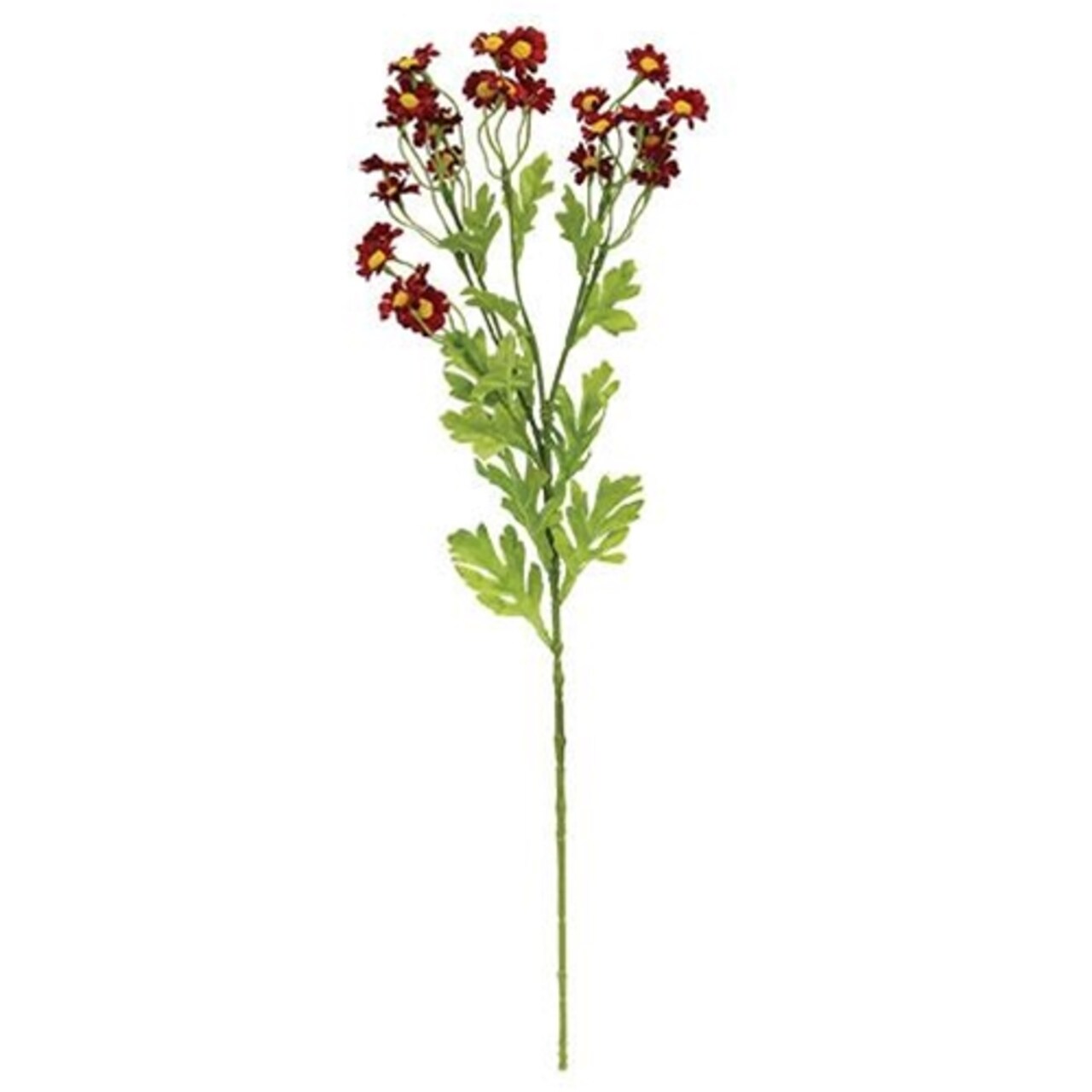 Artificial Red Chamomile Flower Stem 20 Inch Fabric Petal Floral Decor Set of 3
